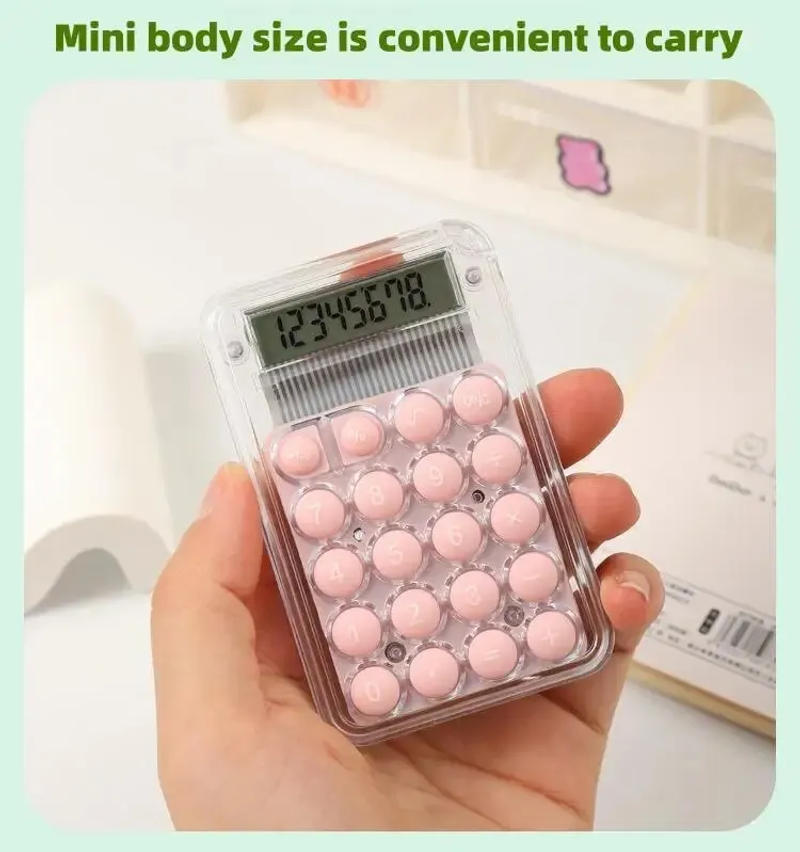 Description Picture 5 of item8 Digits Display Silence Widescreen Mini Calculator Students Portable Transparent Electronic Calculator Daily Use