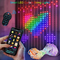 Smart LED Curtain String Lights RGB Fairy Light App Control DIY Programmable Pattern Music Change For Christmas Party Decor