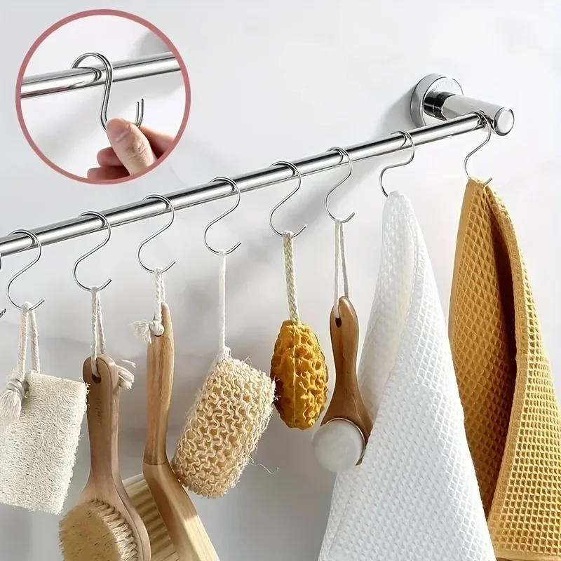 Description Picture 6 of itemNew Stainless Steel S-Shape Hooks Multi-function Hanging Hook for Clothes Bags Towels Home Kitchen Bathroom Storage Rack Holders