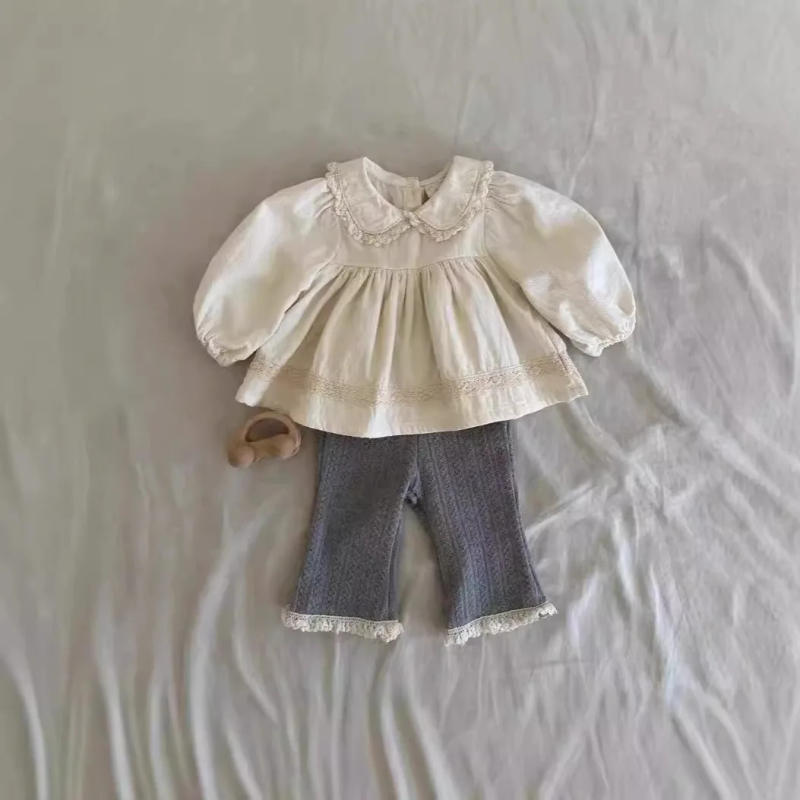 Description Picture 4 of item2025 Autumn New Baby Girl Lace Leggings Infant Loose Bell-bottoms Kids Girls Casual Trousers Solid Toddler Pant Children Clothes