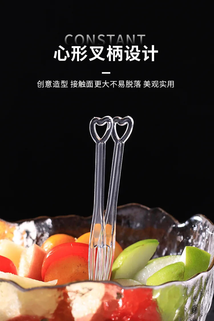 Description Picture 2 of item100Pcs Fruit Fork Cake Dessert Food Fruit Pick Children Snack Mini Party Festival Love Tableware Decoration Plastic Toothpick