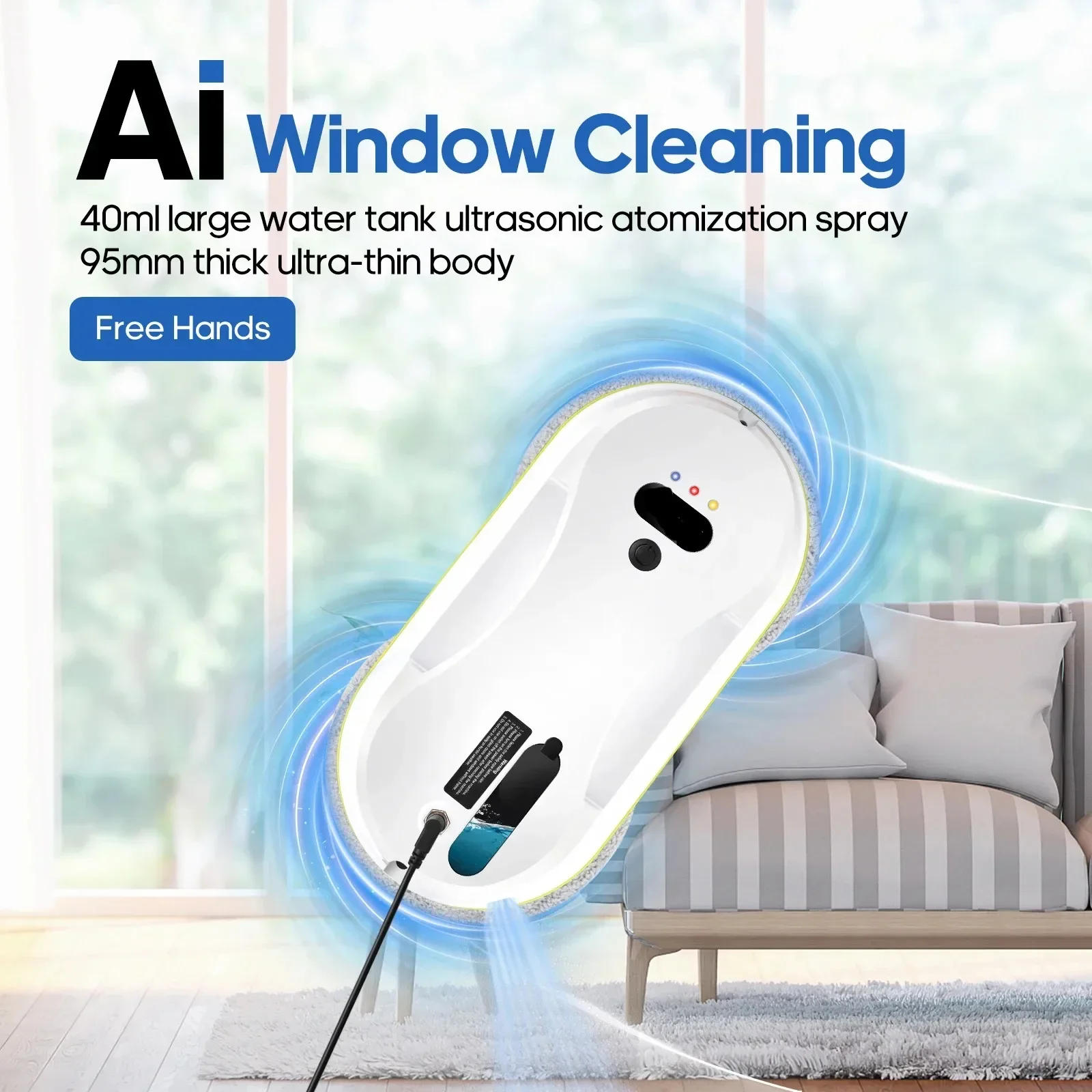 Description Picture 2 of itemFOR Intelligent Household WindowCleaning RobotAutomatic WaterSpray VacuumCleaner With Remote Control Electric Window Wiper Glass