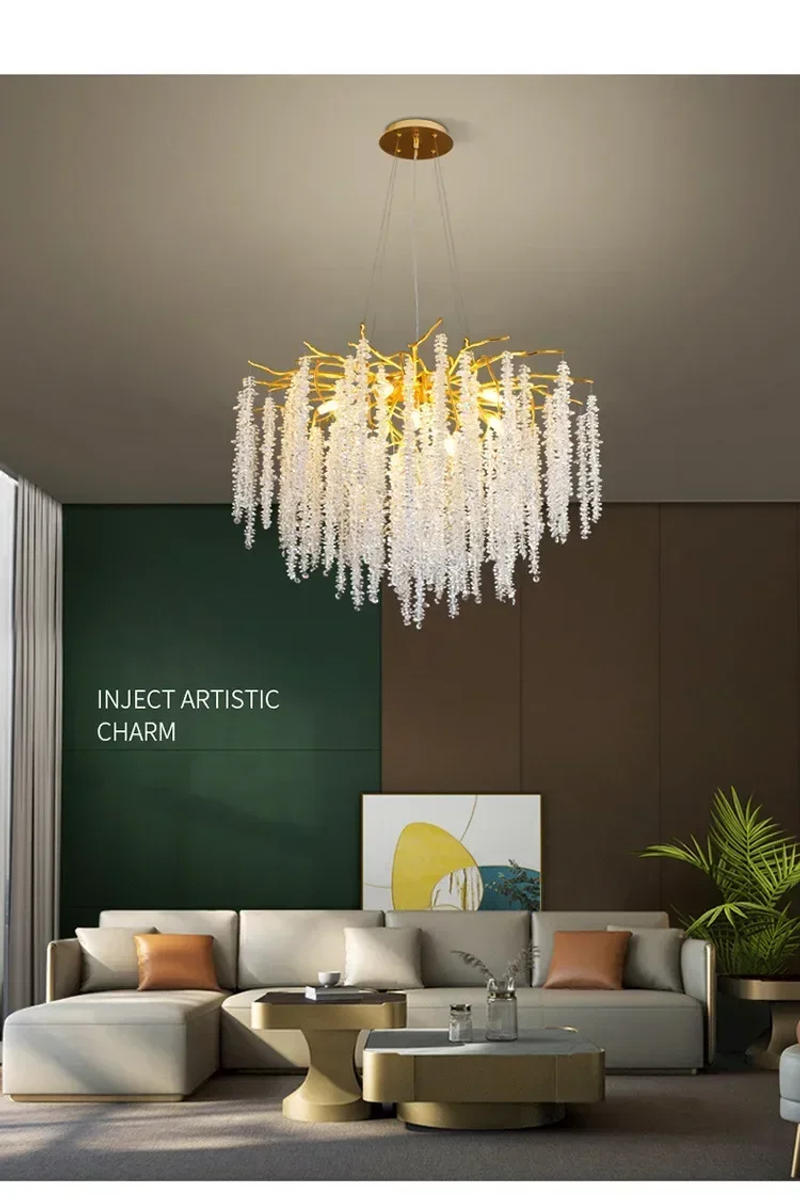 Description Picture 4 of itemNordic Tree Branch Lustre Crystal Led Lights Modern Dining Table Pendant Chandelier Modest Ceiling Lamps for Room Home-appliance