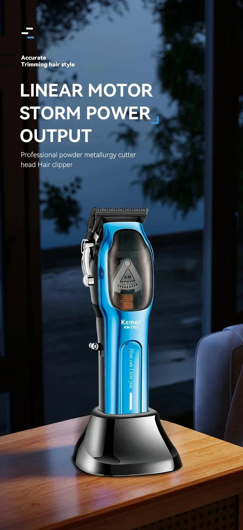 Description Picture 2 of itemOriginal Kemei Professional Cordless Hair Clipper For Men Adjustable Electric Hair Trimmer Beard Haircut Rechargeable Machine