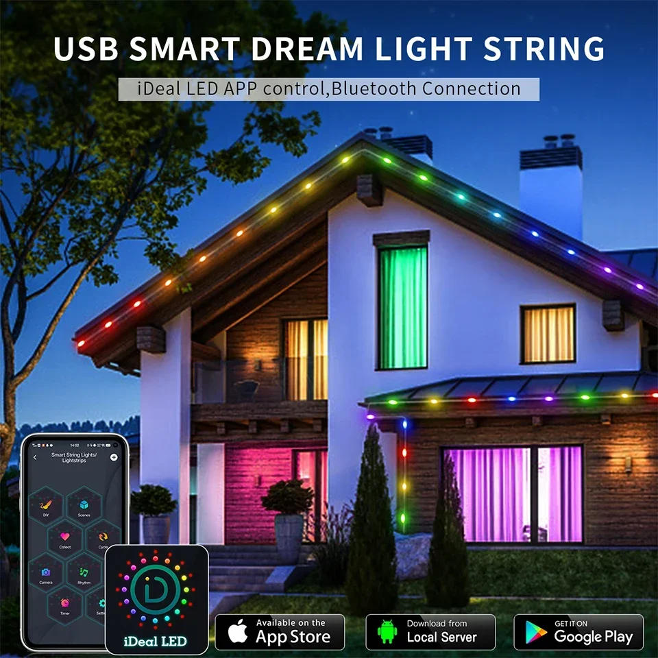 Description Picture 2 of item5M/10M/20M RGBIC LED Smart Fairy Lights Bluetooth APP Control String Light DIY for Christmas Party Wedding Home Decoration