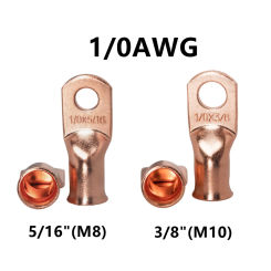 10Pcs 0-8AWG 3/8"5/16" Bare Copper Cable Lugs Eyelet Ring Connectors Electrical Wire Crimp/Welding Terminals