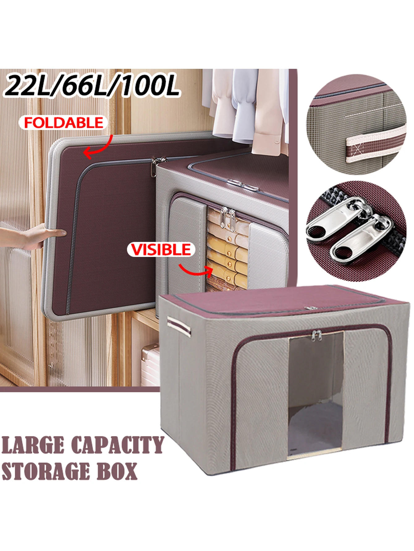 Description Picture 6 of itemFabric Foldable Storage Bag Thicken Clothing Organizers Wardrobe Cube Closet Boxes Living Room Bedroom Organizing Containers