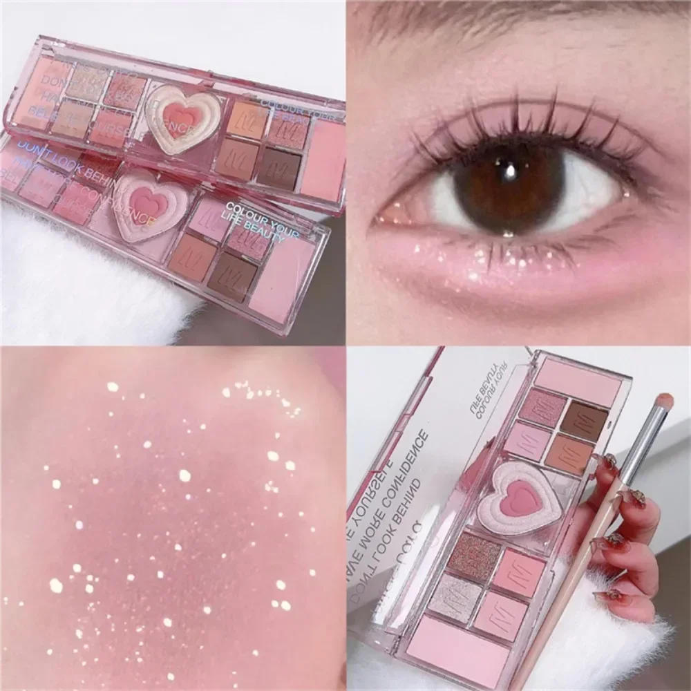 Description Picture 6 of item12Colors Love Heart Pink Eyeshadow Palette Natural Cool Tone Low Saturation Matte Eye Shadow Pallet Brown Korean Makeup Cosmetic