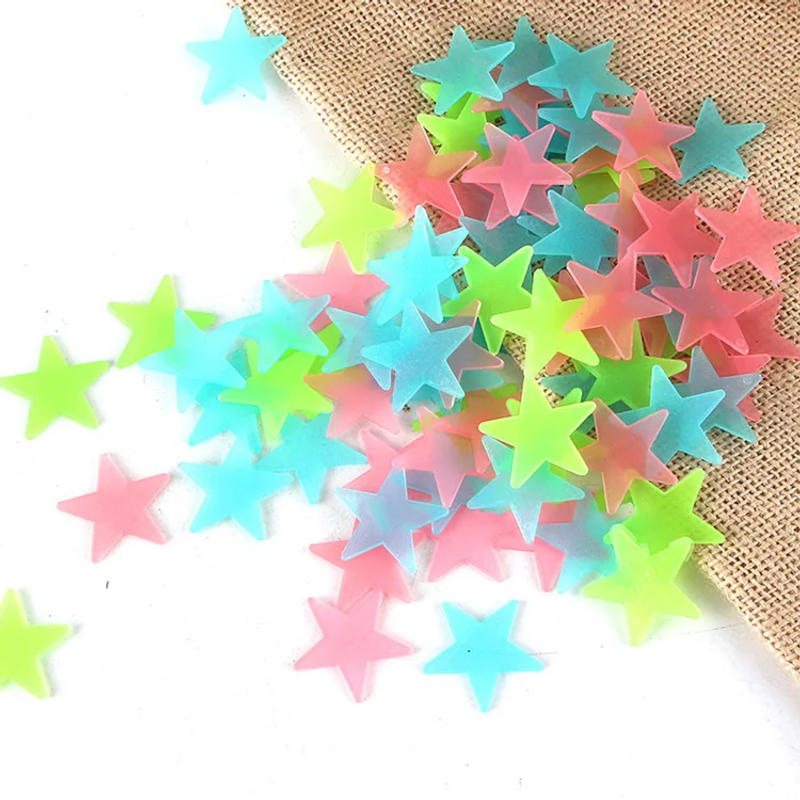 Description Picture 2 of item100Pcs/Set Stars Luminous Wall Stickers Glow In The Dark For Kids Baby Room Decoration Decals Colorful Star Home DIY Decor Mural