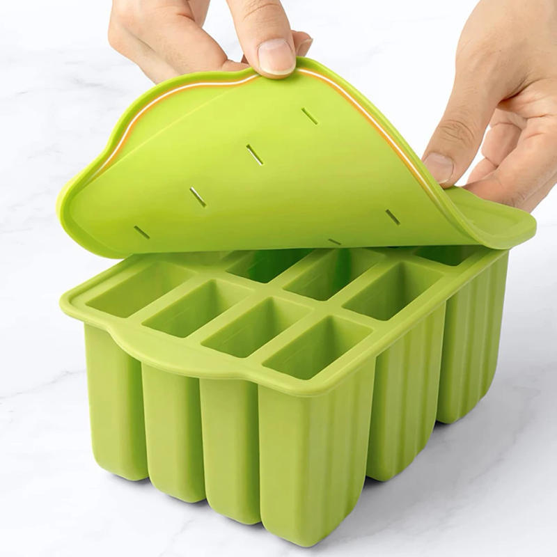 Description Picture 3 of item12 Cavity Silicone Popsicle Molds With 50pcs Popsicle Sticks Summer Diy Popsicle Maker Mold Ice Cream Mold Home Kitchen Supplies