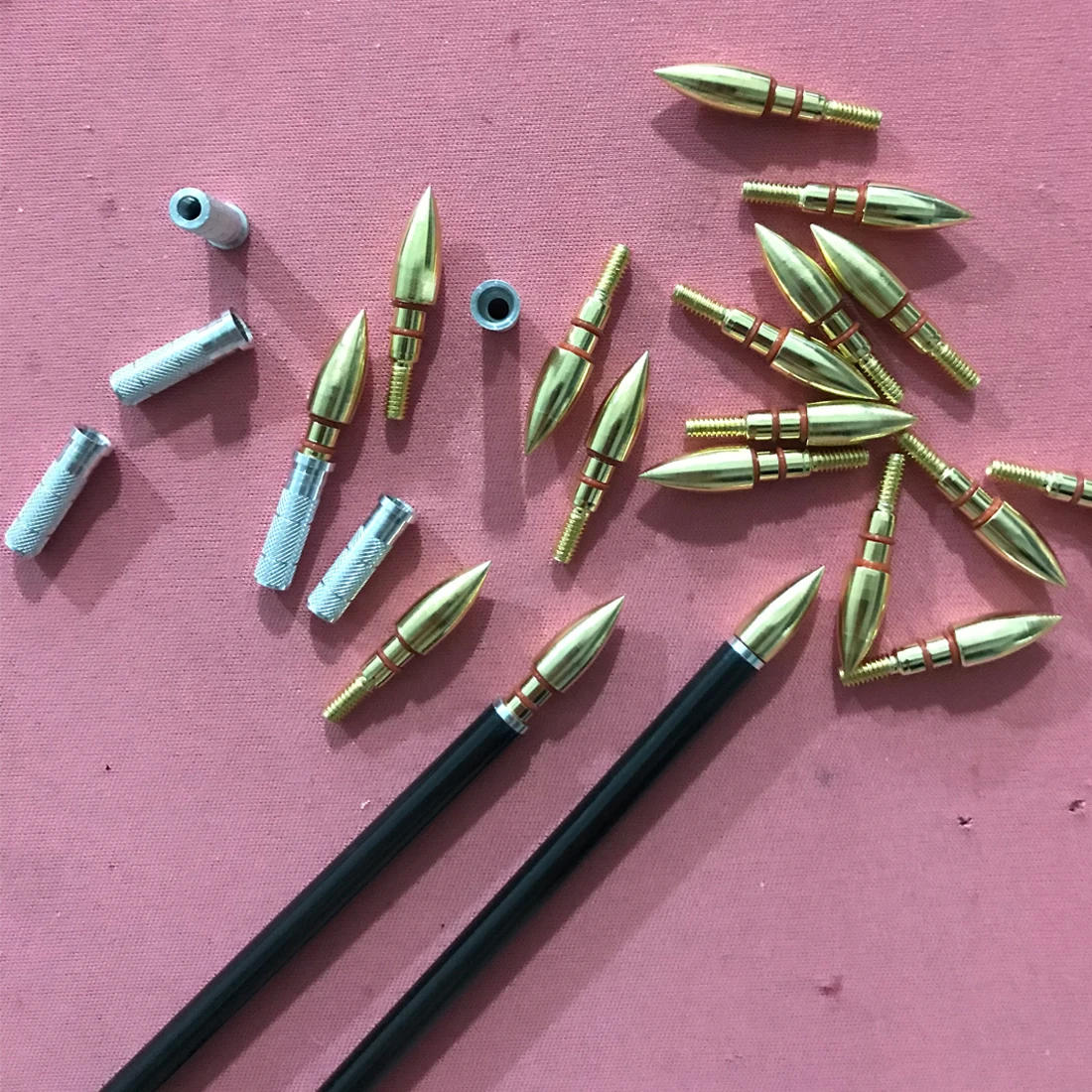 Description Picture 3 of item12pcs Archery ID6.2mm OD7.6mm Arrow Points Tips Target 75/100GR O Rubber Ring Aluminum Insert Compound Bow Hunting