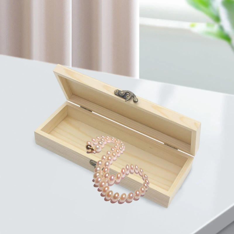 Description Picture 6 of itemUnfinished Wooden Hinged with Lid Box Decorative Rectangular Keepsake Box Trinket Rings Storage Organizer for Home Office Table