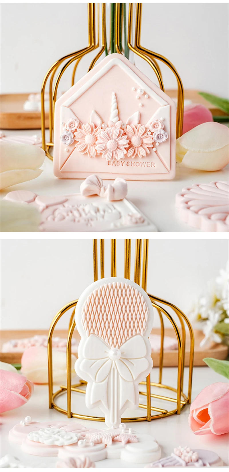 Description Picture 5 of itemBaby Shower Cookie Cutter Pink Princess Girl Birthday Baby Crib Cake Decorating Tools Fondant Biscuit Dessert Emboss Mold Stamp