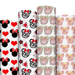 Pink Minnie Mouse Print Lychee Texture Faux Leather Sheet Heart Flower Synthetic Leatherette Vinyl Fabric for DIY Accessories