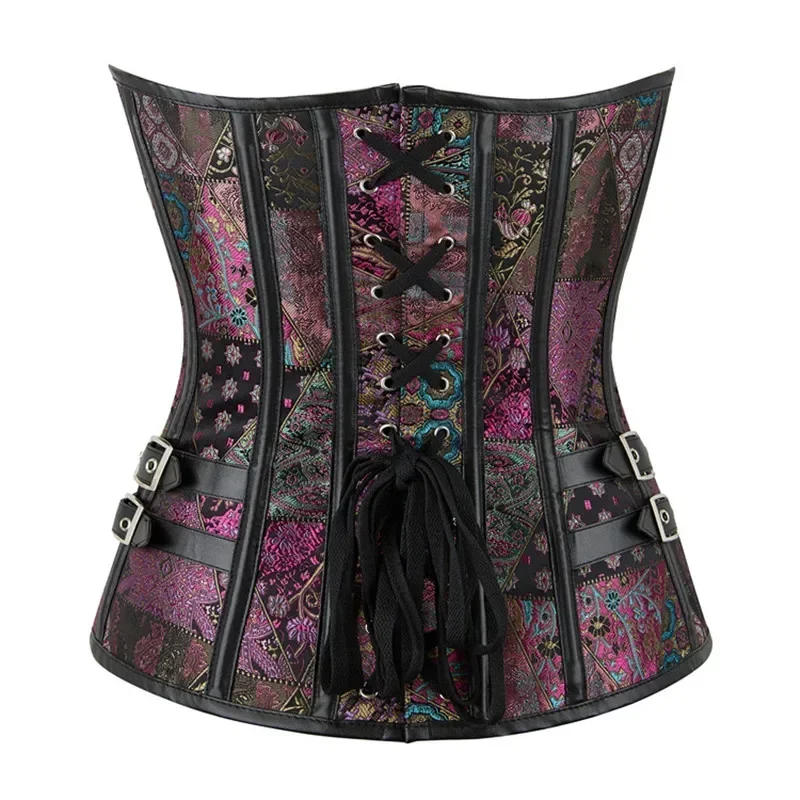 Description Picture 5 of itemPurple Corset Steampunk Women Bustier Top Gothic Sexy Jacquard Vintage Overbust Corselet Plus Size