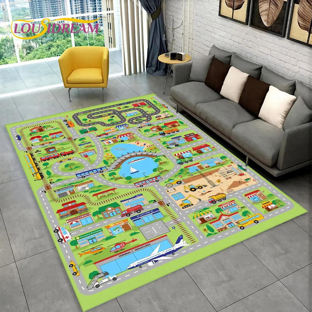 Description Picture 5 of itemChild Playmat Highway City Traffic Playroom Area Rug Large,Carpet Rug for Living Room Bedroom Decor,Kids Play Non-slip Floor Mat