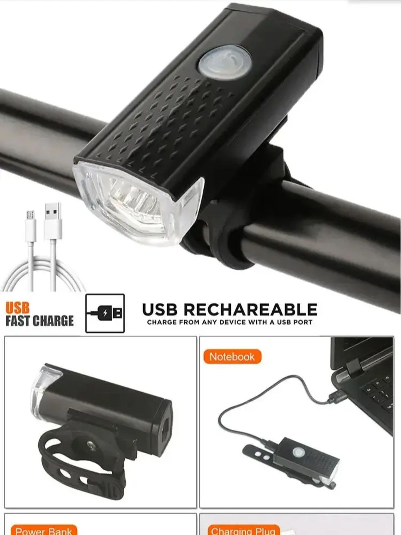 Description Picture 4 of itemBike Light Set Bicycle Headlight Taillight Rechargeable Front and Rear Set MTB Bike Flashlight Cycling Lamp Bicycle Accessories
