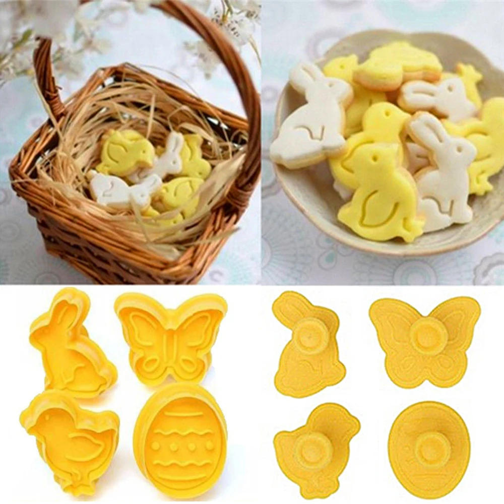 Description Picture 4 of item4Pcs Easter Bunny Pattern Plastic Baking Mold Kitchen Biscuit Cookie Cutter Pastry Plunger 3D Die Fondant Cake Decorating Tools