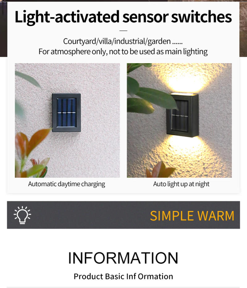 Description Picture 3 of itemSolar Light Outdoor Up and Down Wall Washer Light Waterproof Solar Lamp For Garden Street Balcony Yard Porch Stairs Fence Decor