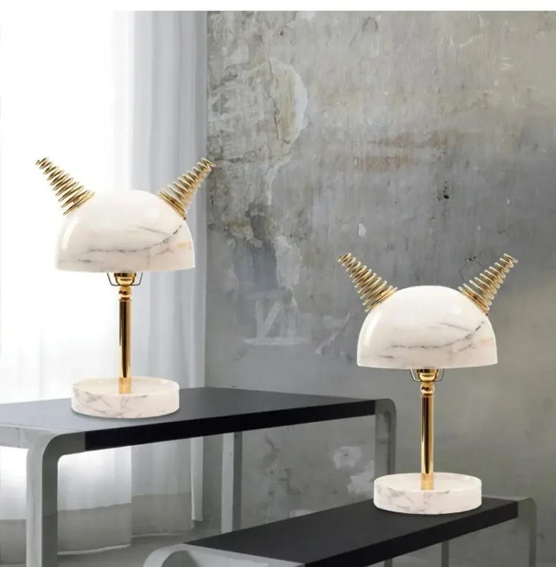 Description Picture 2 of itemPersonalized modern simple bedroom bedside button desk lamp creative living room white marble study lamp