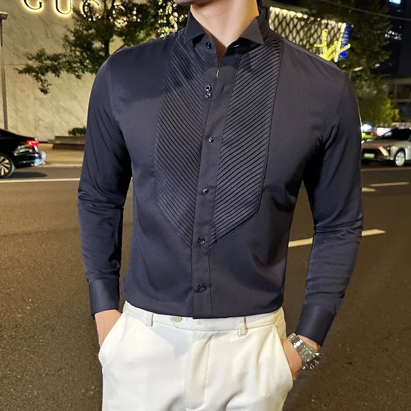 Men Dress Shirt Long Sleeve