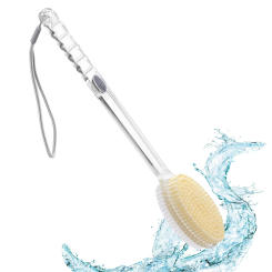 Back Scrub Long Handle Shower Brush Back Brush Dual-Sided with Stiff and Soft Bristles Body Bath Exfoliating Dry Massage Brush