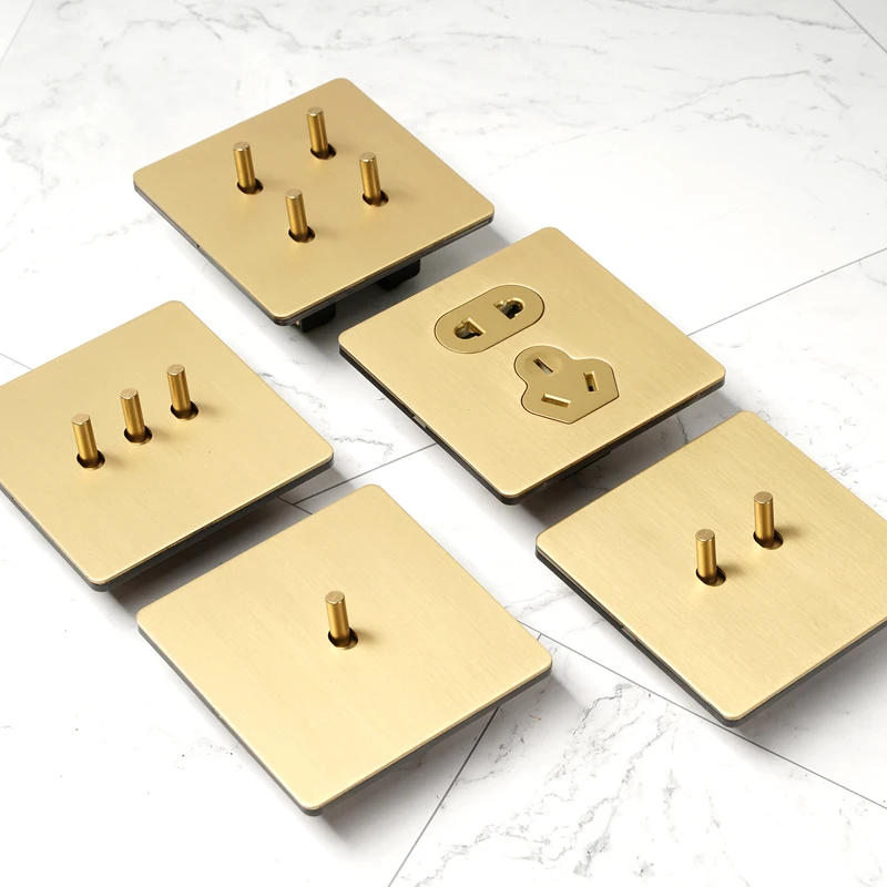 Description Picture 5 of itemWall Light Toggle Switch Gold Stainless Steel Panel 1-4 Gang 2 Way Switch EU Socket For Home