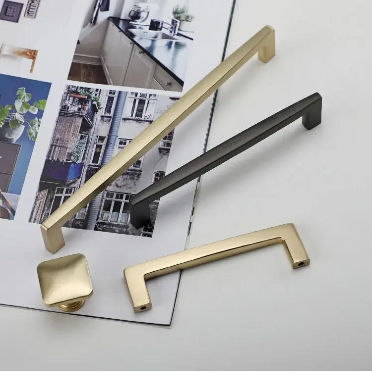 Description Picture 4 of itemNordic Gold Handle American Cabinet Door Handle Modern Simple Cabinet Handle Black Light Luxury Drawer Knobs Kitchen