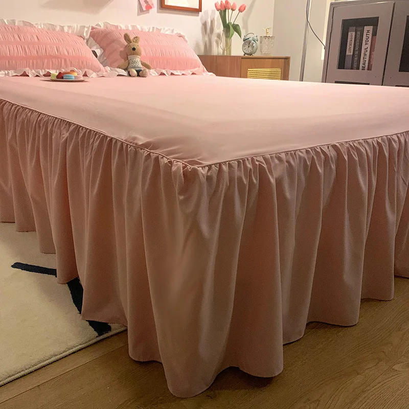 Description Picture 5 of itemPink Ruffled Seersucker Duvet Cover Set 3/4pcs Soft Lightweight Down Alternative Grey Bedding  with Bed Skirt and Pillowcases