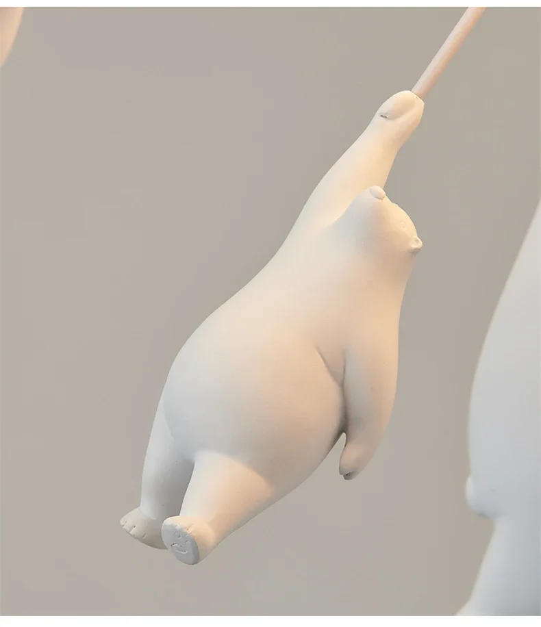 Description Picture 3 of itemModern Polar Bear Pendant Chandelier Creative Mike White Glass Ball Resin Indoor Kid Children Kindergarten Hanging Led Lamp