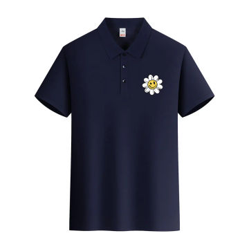 White Sunflower Logo Men Polo Clothing Street Hip Hop Tshirt Tee Clothes Breathable Loose Cartoon Soft Summer T-Shirt