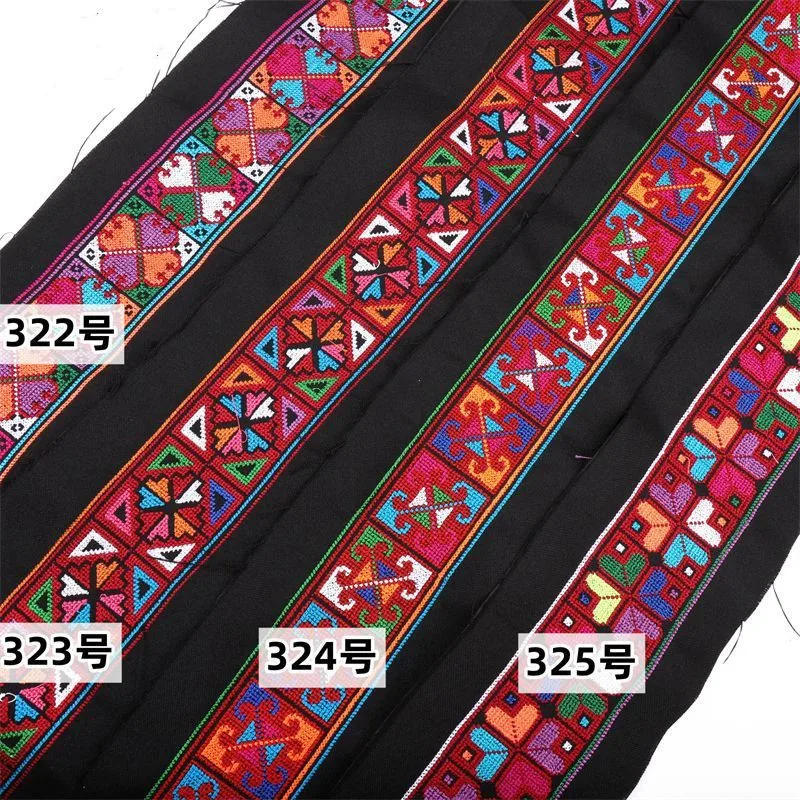 Description Picture 2 of item1 Yards Embroidery Flowers Fabric Lace Ribbon Webbing Ethnic Clothing Dress Sewing Trims Craft Decoration Accessories
