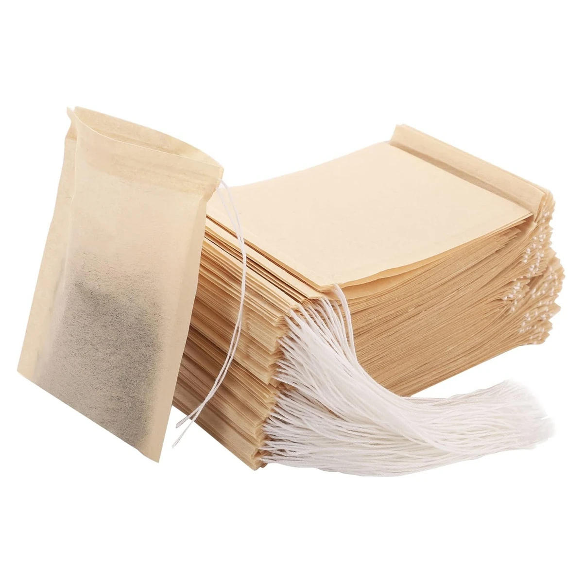 Description Picture 2 of item100pcs Natural Wood Pulp Paper Tea Bags Disposable Tea Filter Empty Tea Bag with Drawstring for Loose Leaf Tea Infuser Teabags