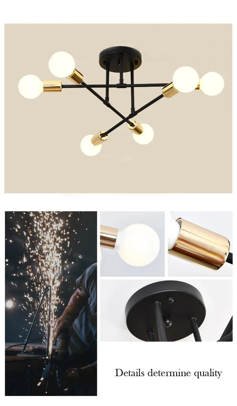 Description Picture 5 of itemNordic Minimalist Pendant Light Ceiling Lamp LED Chandelier Suitable for Bedrooms Living Rooms Black Gold Lighting Decoration