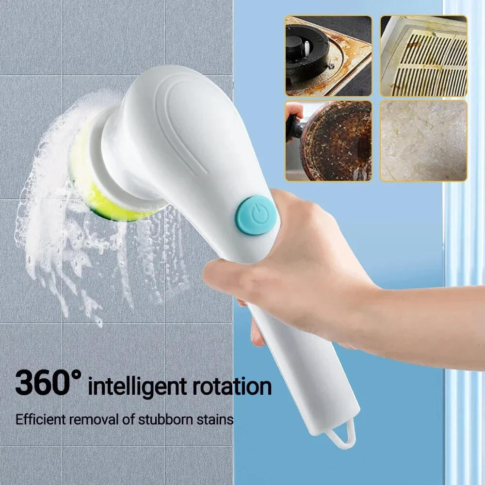 Description Picture 3 of itemWireless Household Electric Cleaning Brush 5-in-1Multifunctional USb Charging Bathroom Kitchen Cleaning Tool Supplies Wash Brush