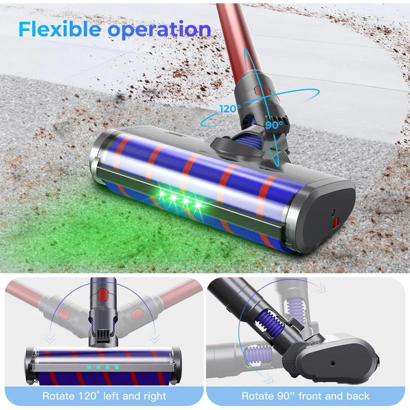 Description Picture 4 of itemBrush Head For Dyson V7 V8 V10 V11 V15 Vacuum Cleaner, Soft Roller Brushes with Direct Drive and 4 LED Lights for Hard Floors
