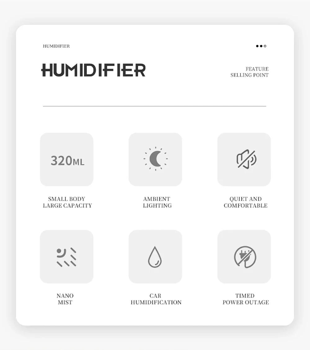 Description Picture 3 of itemCar Air Humidifier Ultrasonic USB Home Misting Mini Humidifier Aroma Diffuser Portable Small LED Light Smoke Maker Sprayer