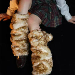 Winter Faux Fur Plush Reindeer Leg Warmers Kawaii Furry Boots Socks Cover Gothic Punk High Boots Socks Performance Costume