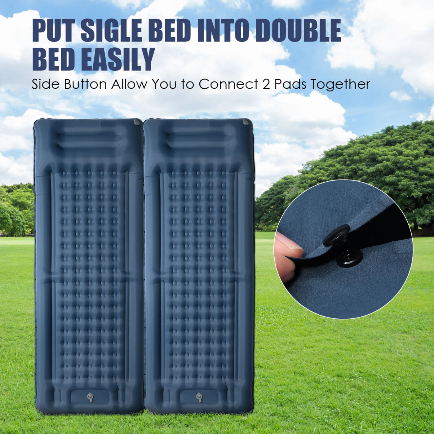 Description Picture 5 of itemTOMSHOO Inflatable Sleeping Pad Extra Thick 4 Inch Sleeping Pad Mat Air Mattress with Built-in Pump for Camping Backpacking
