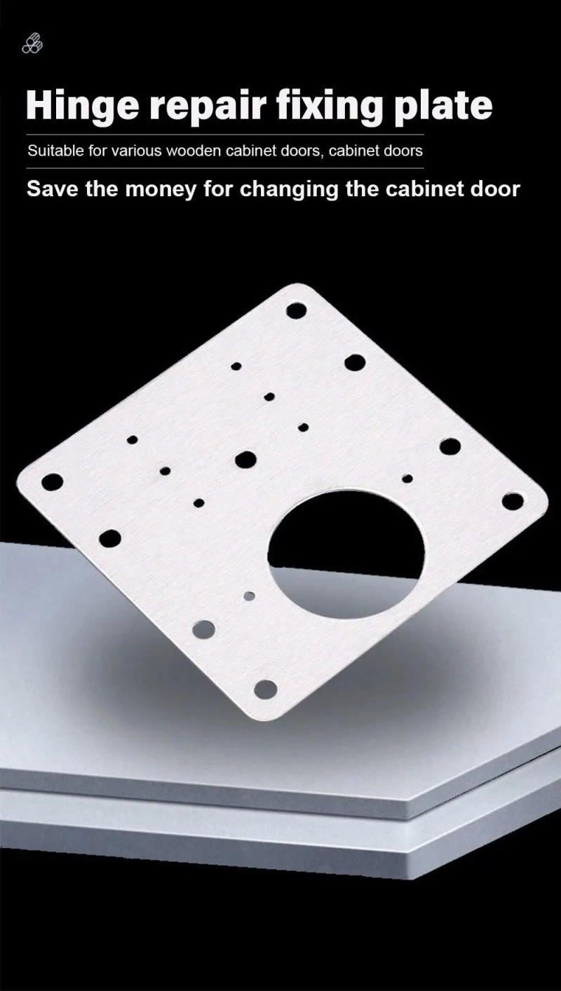Description Picture 3 of item50PCS Cabinet Hinge Repair Plate Kit Kitchen Cupboard Door Hinge Mounting Plate With Holes Flat Fixing Brace Brackets Household