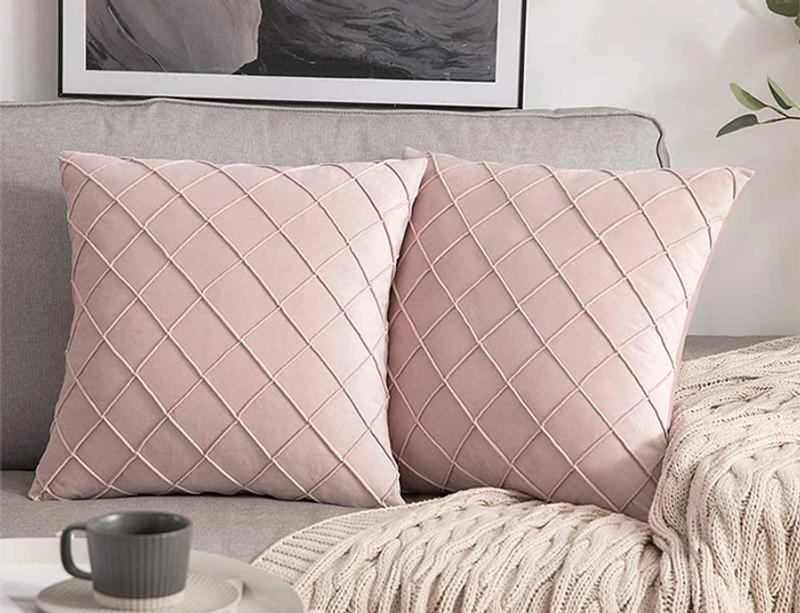 Description Picture 2 of itemNavy Blue Velvet Cushion Cover 45x45cm Plaid Pillow Case for Living Room Sofa Decoration Nordic Home Decor Throw Pillow Cover