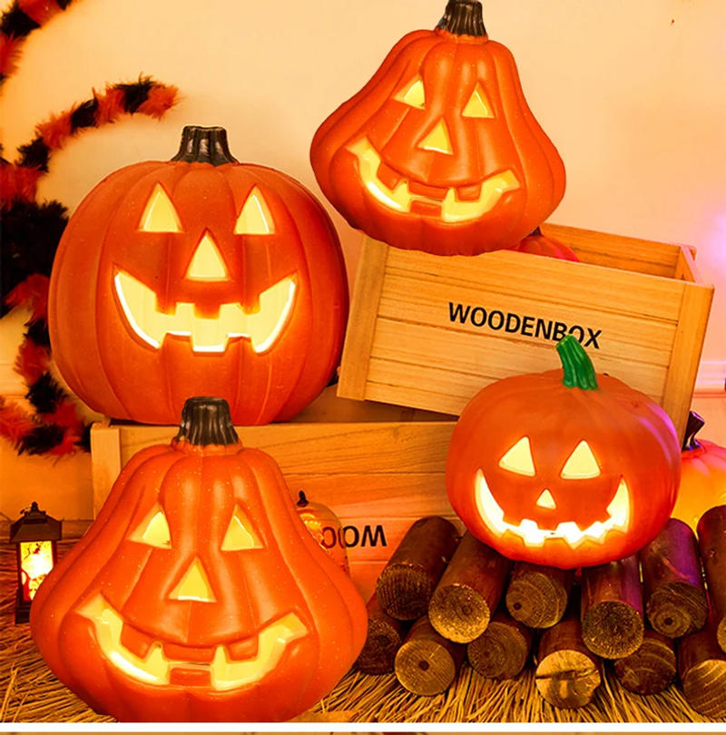 Description Picture 3 of itemHalloween Pumpkin Led Lamp Creative Lantern Decoration Flashing Ghost Festival Glowing Shopping Park Indoor Garden Decorat Props