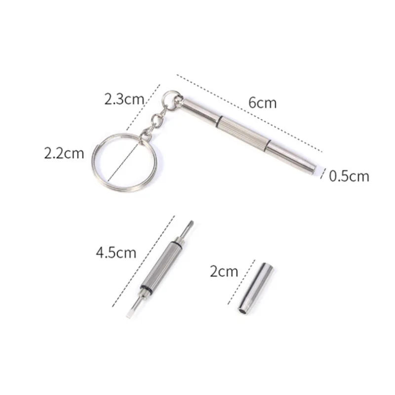 Description Picture 6 of itemPortable 3 In 1 Screwdriver Eyeglass Sunglass Watch Repair Screwdriver Set Keychain Stainless Steel Mini Screwdriver Hand Tools