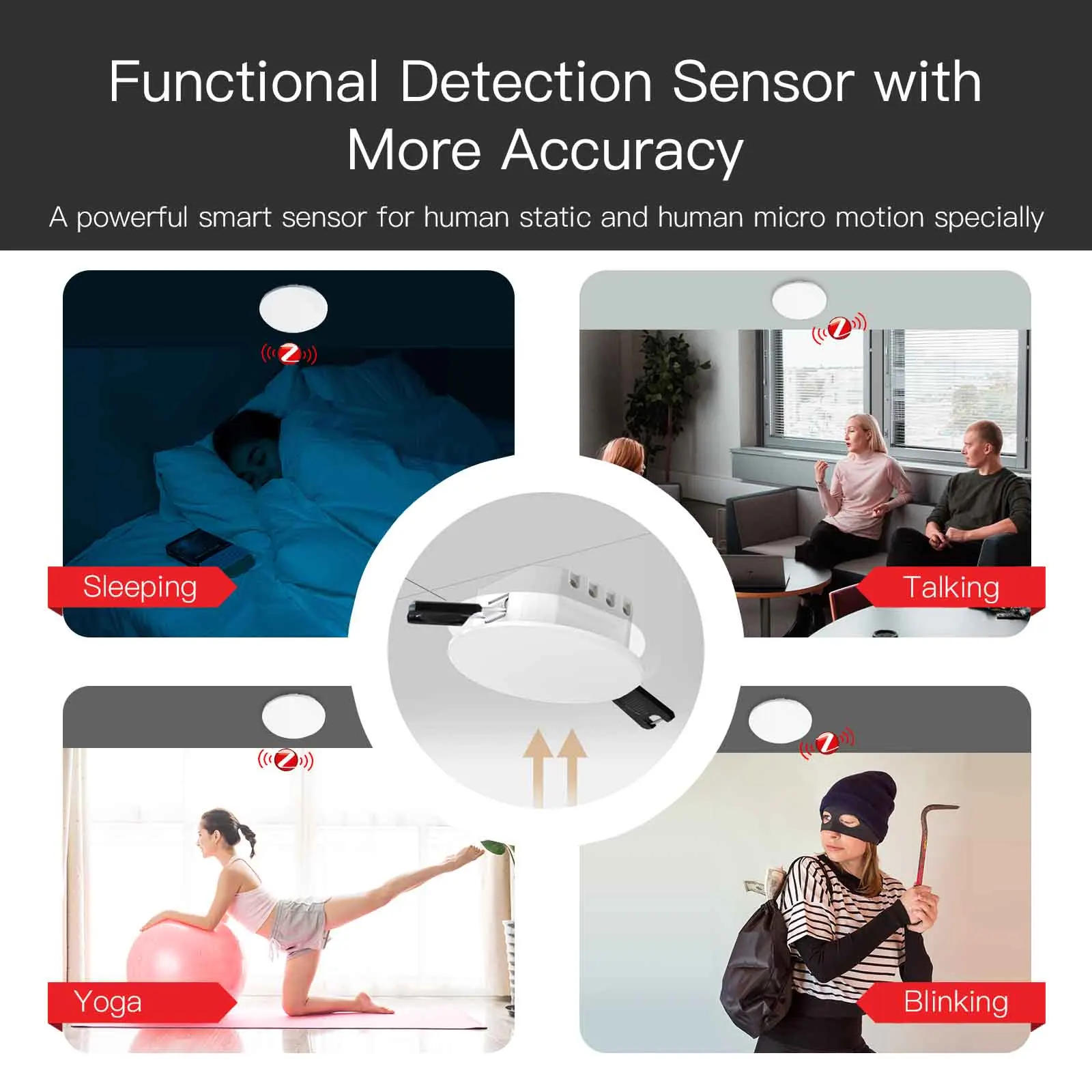Description Picture 5 of itemTuya Smart ZigBee/WiFi Human Presence Detector Radar Detection Sensor Photometric 2 in 1 Function Smart Life Ceiling PIR Hub