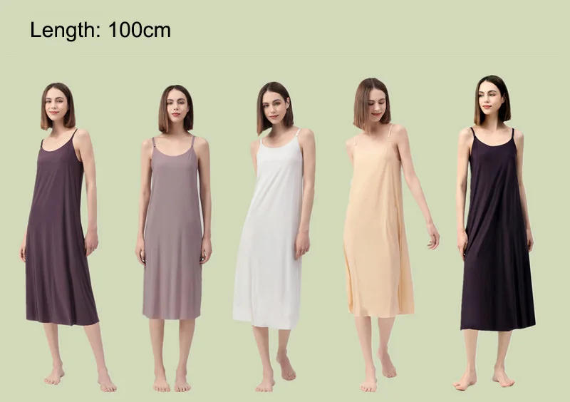 Description Picture 4 of itemSeamless Full Slip Dresses for Women Summer Plus Size Silky Petticoat Underskirt Dress Sleeveless Underwear Night Wear Ootd