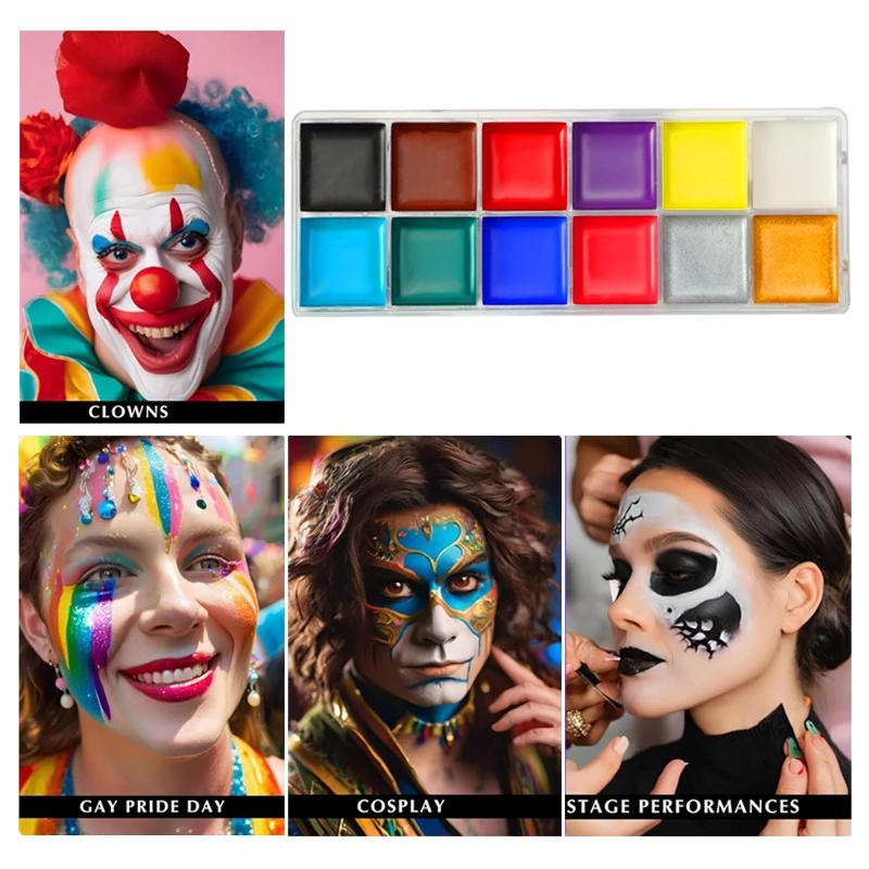 Description Picture 5 of item12-Color Facial And Body Painting Set, Safe And Non-Toxic, Suitable For Halloween, Carnival, children And Adults