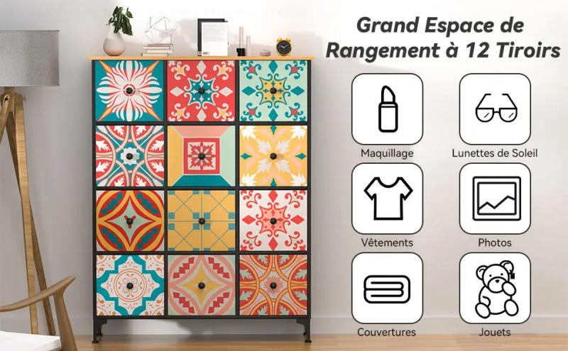 Description Picture 3 of item10x30x132cm Wide Chest Storage Drawer Cabinets Fabric Dresser Wood Water-resistant For Living Room Corridor Furniture HWC