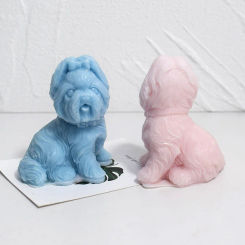 Cute Bichon Yorkie Dog Candle Silicone Mold Puppy Soap Resin Plaster Ice Cube Mould Candle Making Kit mochi squishy toy mould