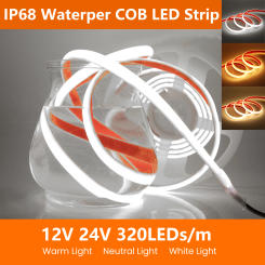IP68 Waterproof LED Strip COB Tape 12V 24V 320LEDs/m High Density Flexible COB LED Light Neon Strip Underwater Pool Lamp