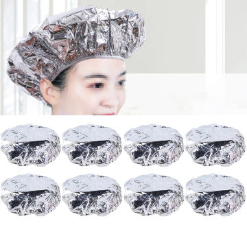 10pcs Aluminum Foil Oil Hair Cap Shower Cap Portable Waterproof Dry Bath Cap Hair Salon Cap for Home Salon (